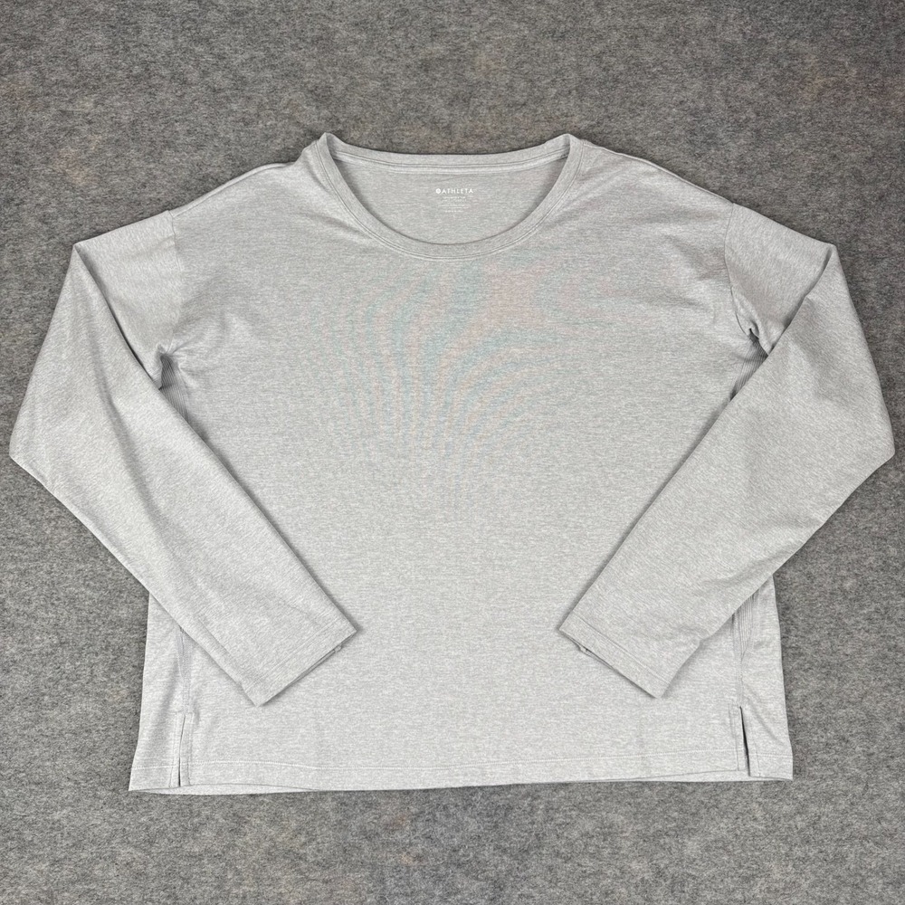 Athleta Uptempo II Top Long‎ Sleeve Thumbholes Gray Womens Large L